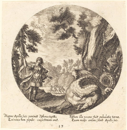Apollo Killing the Python by Georg Andreas Wolfgang, the Elder (German, 1631 - 1716), 16X12"(A3)Poster Print