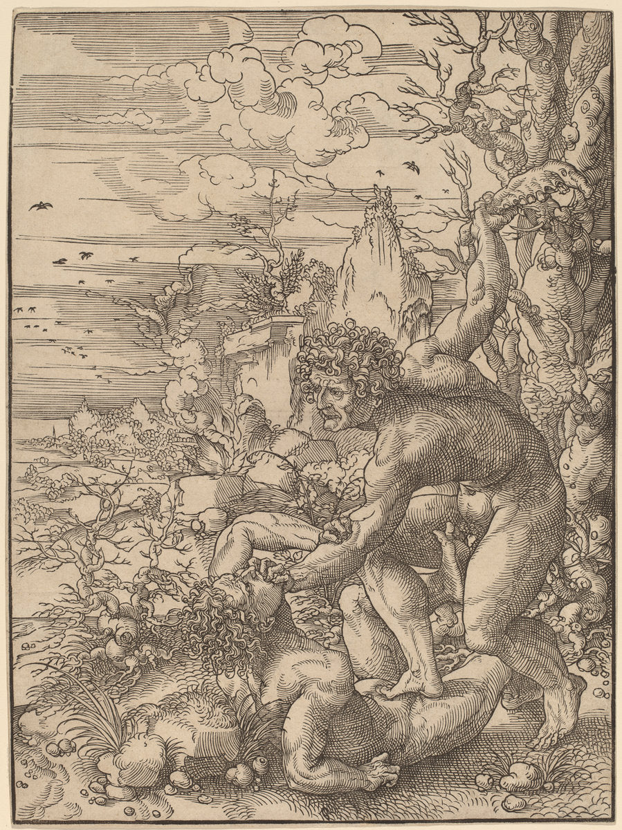 Cain Killing Abel by Jan Gossaert (Netherlandish, c. 1478 - 1532), 16X12"(A3)Poster Print