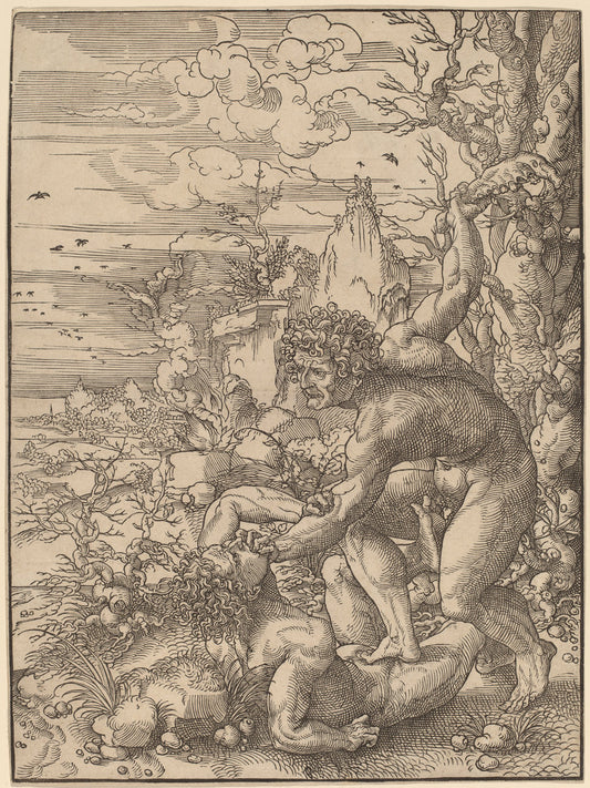 Cain Killing Abel by Jan Gossaert (Netherlandish, c. 1478 - 1532), 16X12"(A3)Poster Print