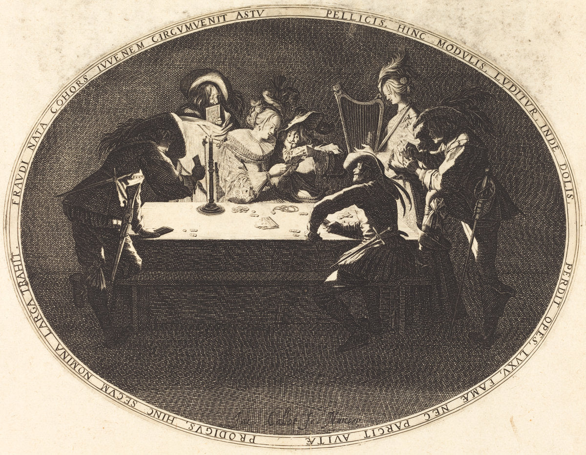 The Card Players by Jacques Callot (French, 1592 - 1635), 16X12"(A3)Poster Print