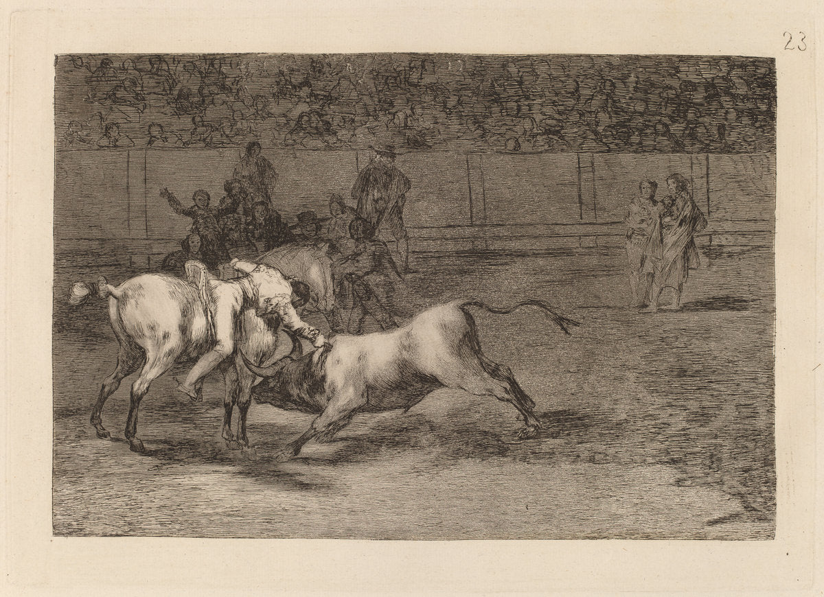 Mariano Ceballos, alias el Indio, mata el toro desde su caballo (Mariano Ceballos, Alias the Indian, Kills the Bull from His Horse) by Francisco de Goya (Spanish, 1746 - 1828), 16X12"(A3)Poster Print