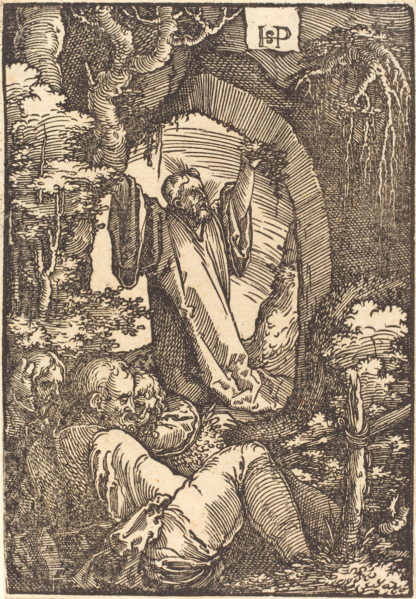 Christ on the Mount of Olives by Sebald Beham (German, 1500 - 1550), 16X12"(A3)Poster Print