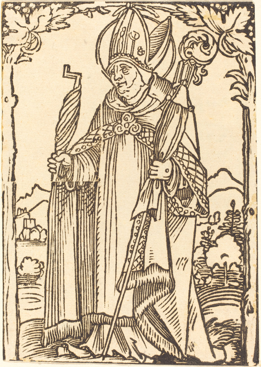 Saint Erasmus as Bishop by Sebald Beham (German, 1500 - 1550), 16X12"(A3)Poster Print