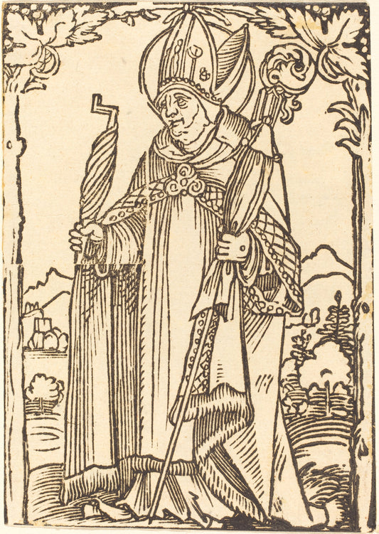 Saint Erasmus as Bishop by Sebald Beham (German, 1500 - 1550), 16X12"(A3)Poster Print
