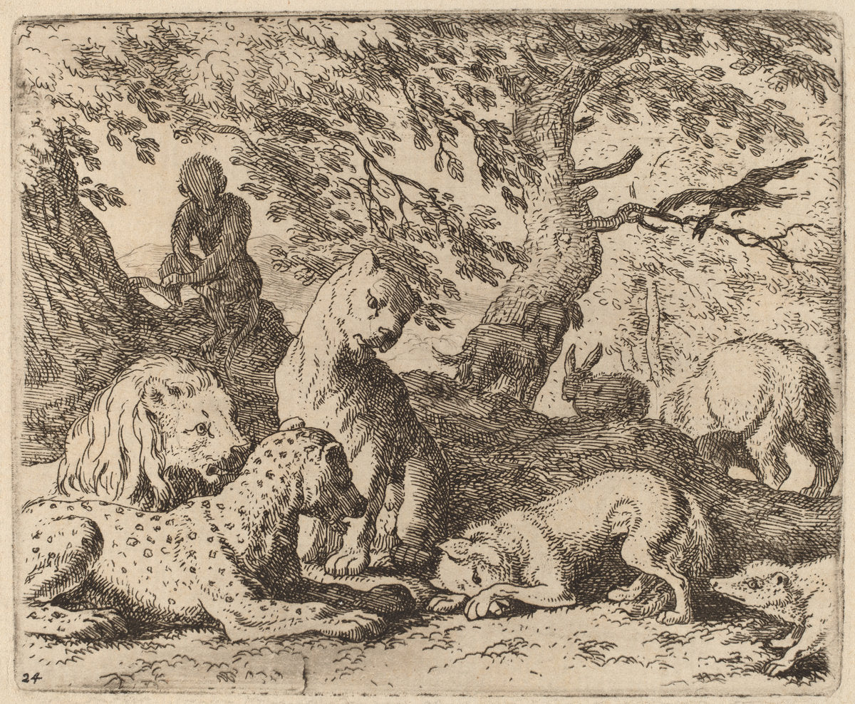 Reynard Winds His Tale and Wrongs His Father by Allart van Everdingen (Dutch, 1621 - 1675), 16X12"(A3)Poster Print