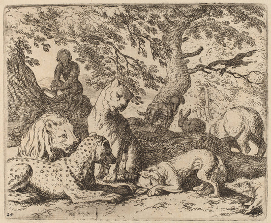 Reynard Winds His Tale and Wrongs His Father by Allart van Everdingen (Dutch, 1621 - 1675), 16X12"(A3)Poster Print