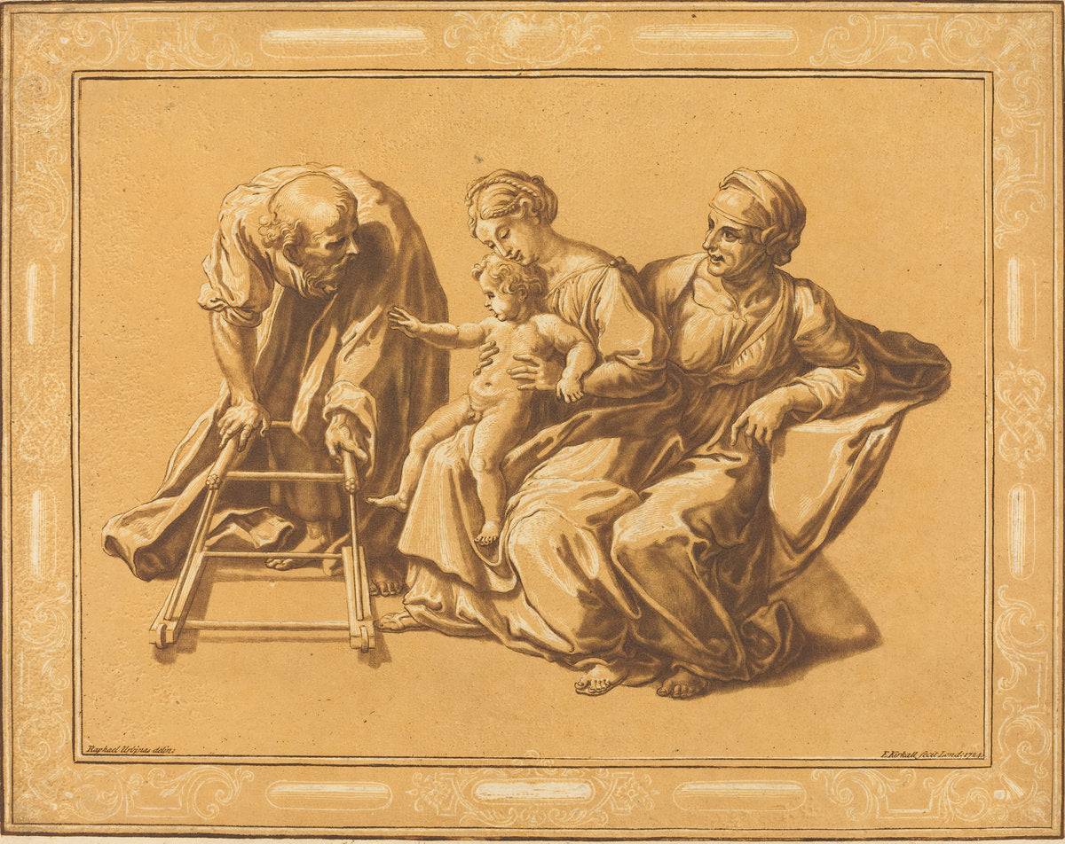 The Holy Family by Elisha Kirkall after Raphael (English, c. 1682 - 1742), 16X12"(A3)Poster Print