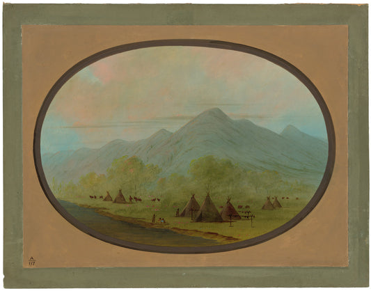 A Small Crow Village by George Catlin (American, 1796 - 1872), 16X12"(A3)Poster Print
