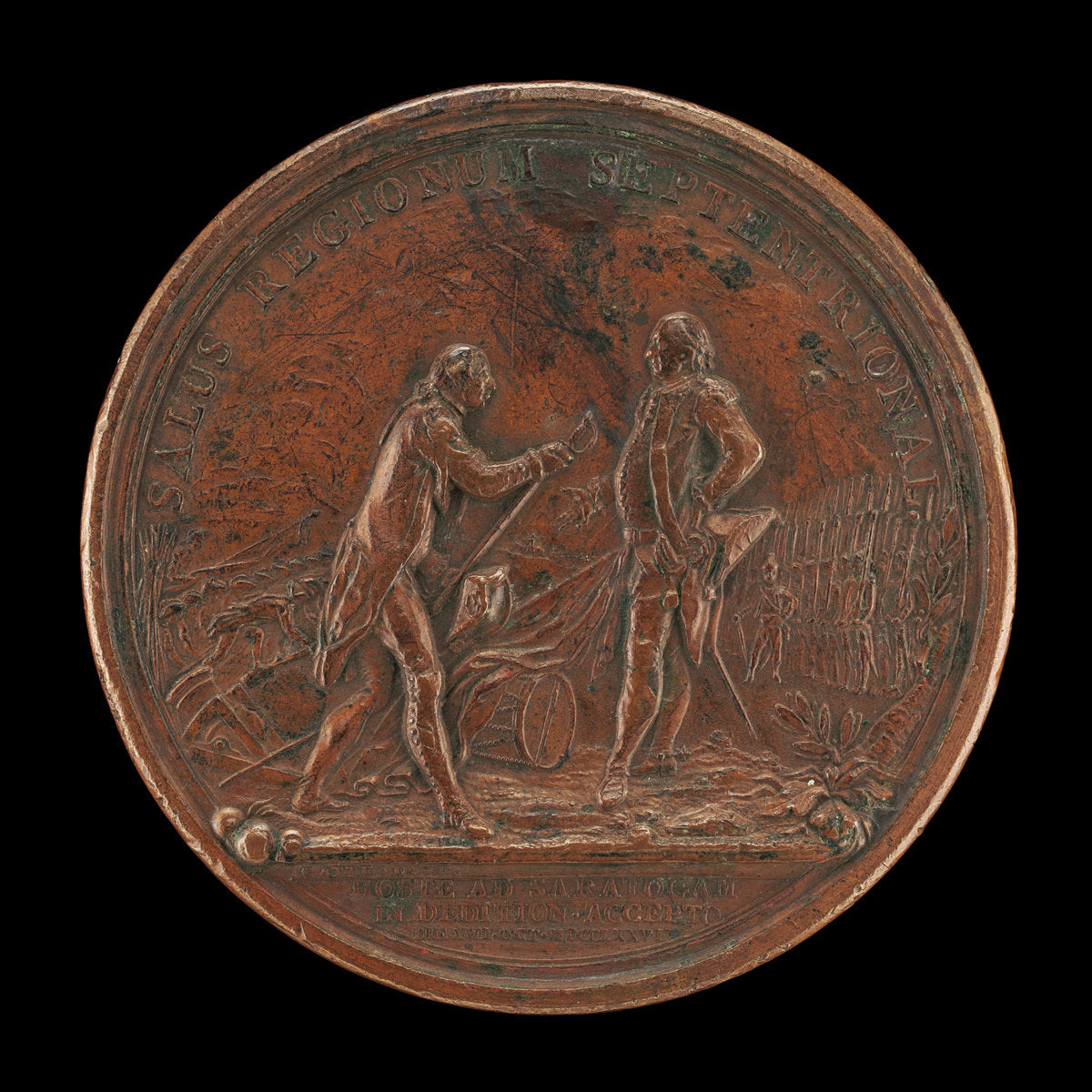 General Burgoyne Surrenders His Sword to General Gates at Saratoga [reverse] by Nicolas-Marie Gatteaux (French, 1751 - 1832), 16X12"(A3)Poster Print