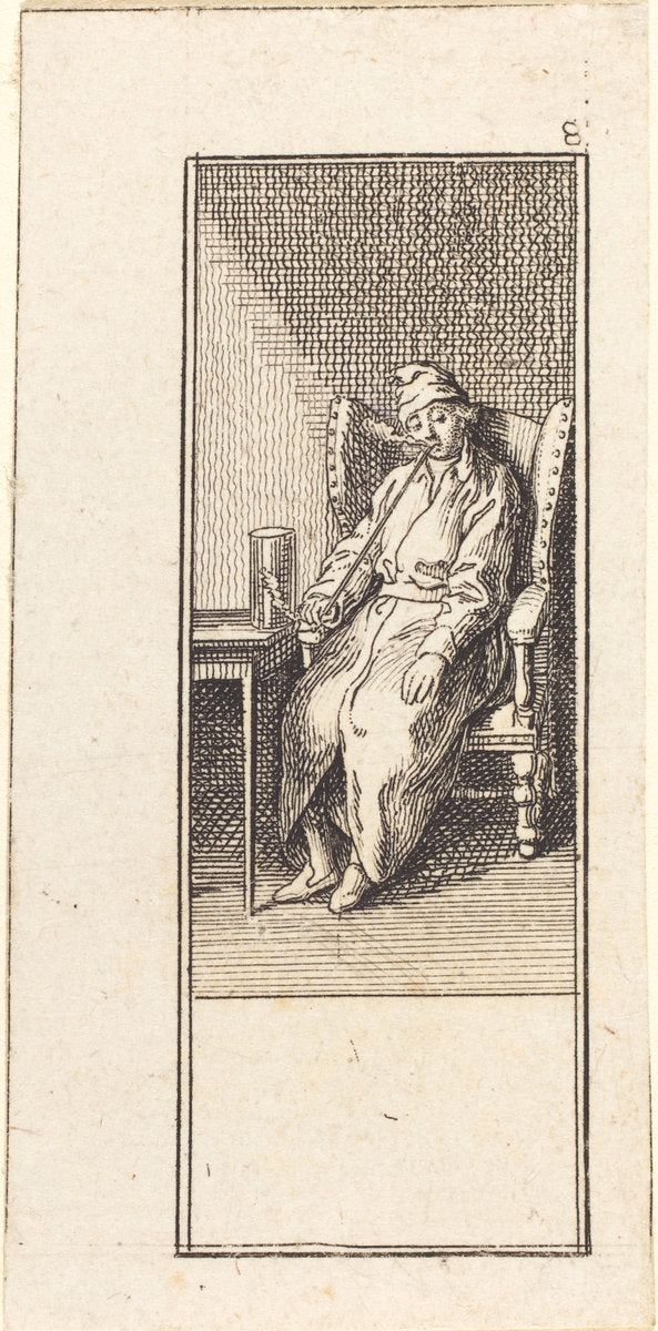 Young Man Seated, Smoking by Daniel Nikolaus Chodowiecki (German, 1726 - 1801), 16X12"(A3)Poster Print