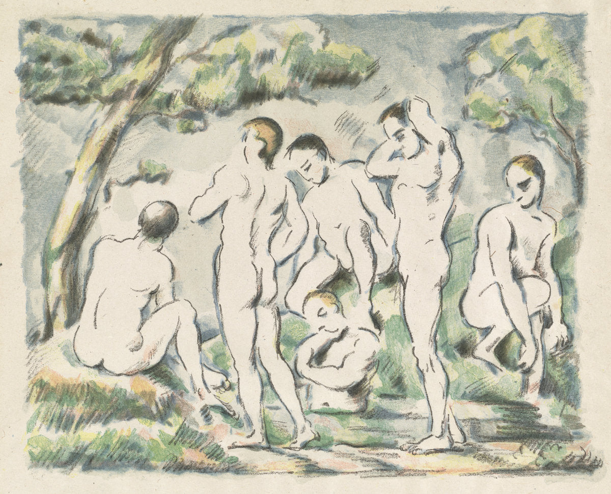 The Bathers (Small Plate) by Paul Cézanne (French, 1839 - 1906), 16X12"(A3)Poster Print
