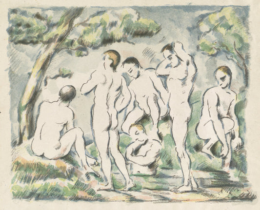 The Bathers (Small Plate) by Paul Cézanne (French, 1839 - 1906), 16X12"(A3)Poster Print