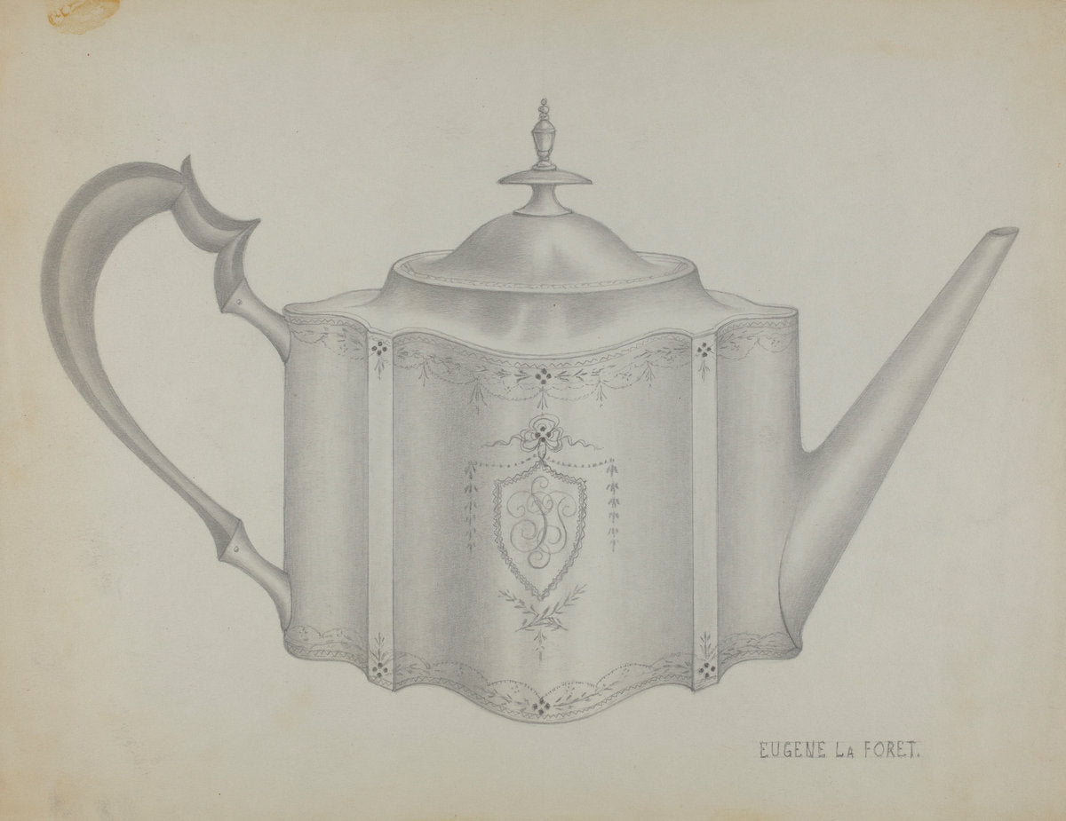 Silver Teapot by Eugene La Foret (American, active c. 1935), 16X12"(A3)Poster Print