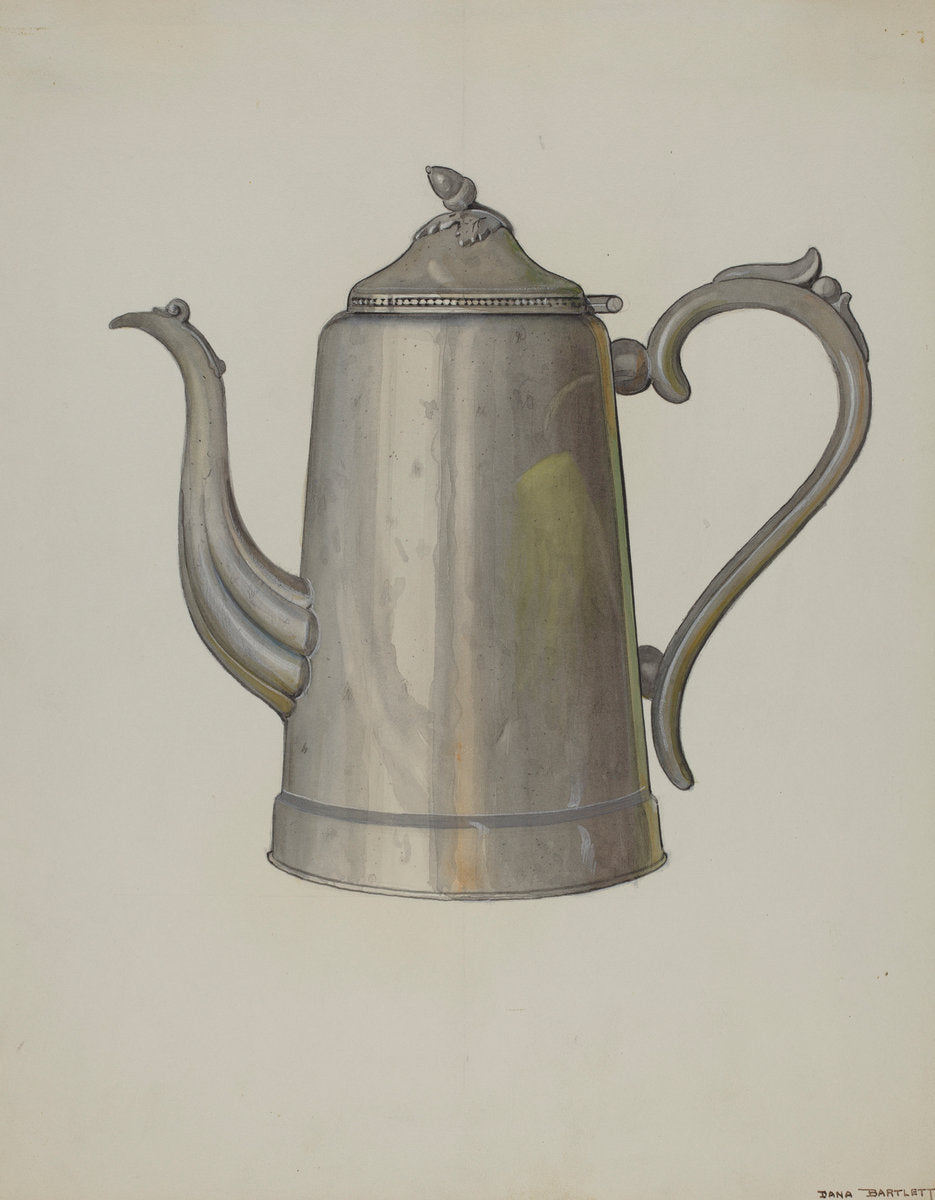 Pewter Coffee Pot by Dana Bartlett (American, 1882 - 1957), 16X12"(A3)Poster Print