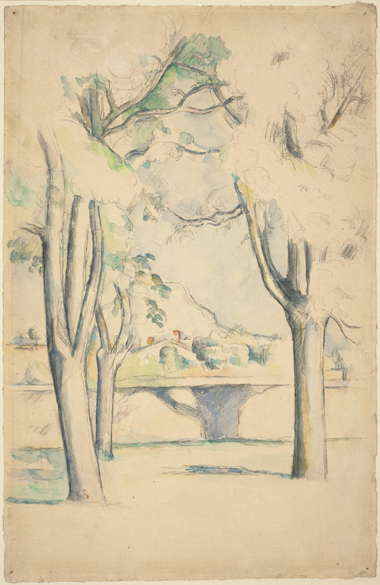 Mont Sainte-Victoire Seen beyond the Wall of the Jas de Bouffan by Paul Cézanne (French, 1839 - 1906), 16X12"(A3)Poster Print