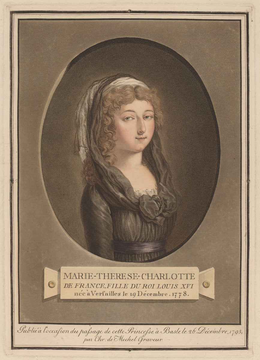 Marie-Thérèse-Charlotte, Duchess of Angoulême by Christian von Mechel after Antoine-François Sergent (Swiss, 1737 - 1817), 16X12"(A3)Poster Print