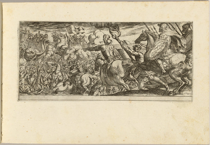 Cavalry Attack on a Walled Fortress by Antonio Tempesta (Florentine, 1555 - 1630), 16X12