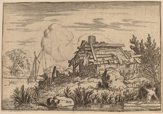 Ruined Cottage, Surrounded by Water by Allart van Everdingen (Dutch, 1621 - 1675), 16X12"(A3)Poster Print