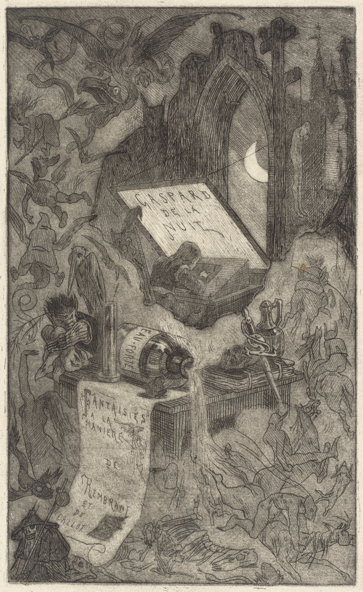 Gaspard de la Nuit by Félicien Rops (Belgian, 1833 - 1898), 16X12"(A3)Poster Print