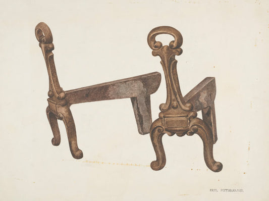 Andiron or Fire Dog by Paul Poffinbarger (American, active c. 1935), 16X12"(A3)Poster Print