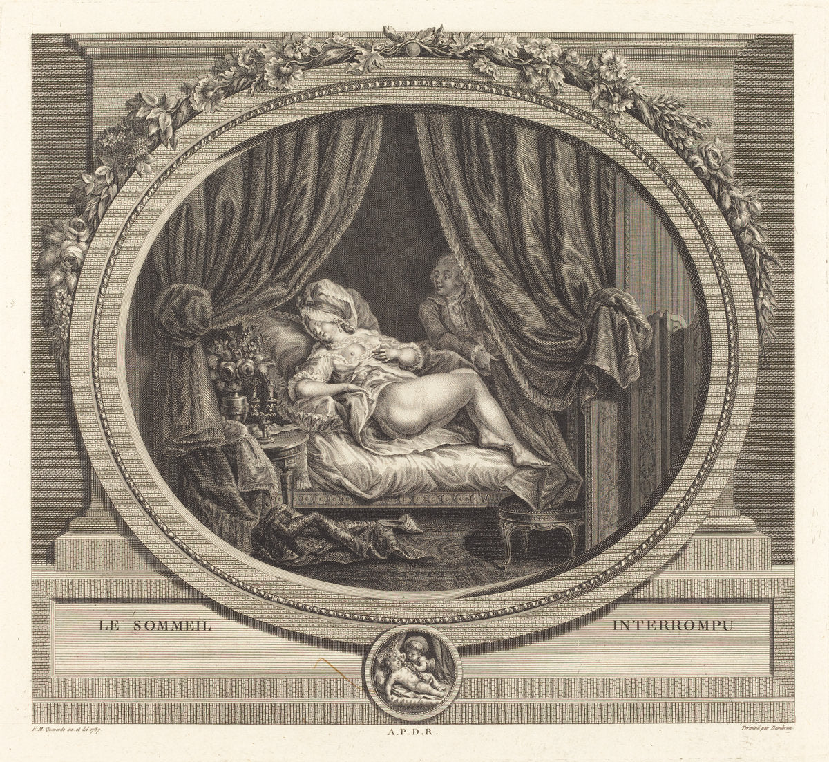 Le sommeil interrompu by Jean Dambrun after François Marie Isidore Queverdo (French, 1741 - 1808 or after), 16X12"(A3)Poster Print