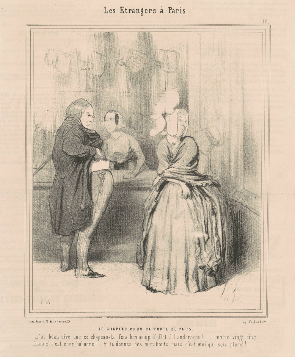 Le chapeau qu'on rapporte de Paris by Honoré Daumier (French, 1808 - 1879), 16X12"(A3)Poster Print