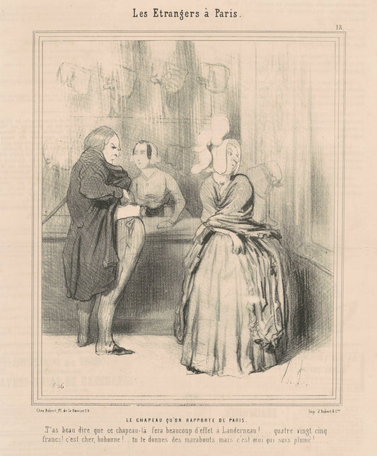 Le chapeau qu'on rapporte de Paris by Honoré Daumier (French, 1808 - 1879), 16X12"(A3)Poster Print