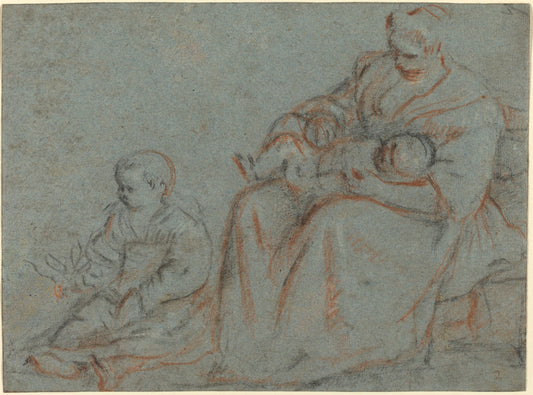 Domestic Scene by Gerolamo Bassano (Italian, 1566 - 1621), 16X12"(A3)Poster Print