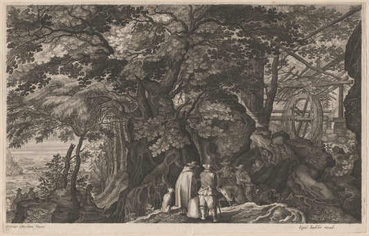 Ancient Trees by a Mountain Watermill by Aegidius Sadeler II after Pieter Stevens (Flemish, c. 1570 - 1629), 16X12"(A3)Poster Print