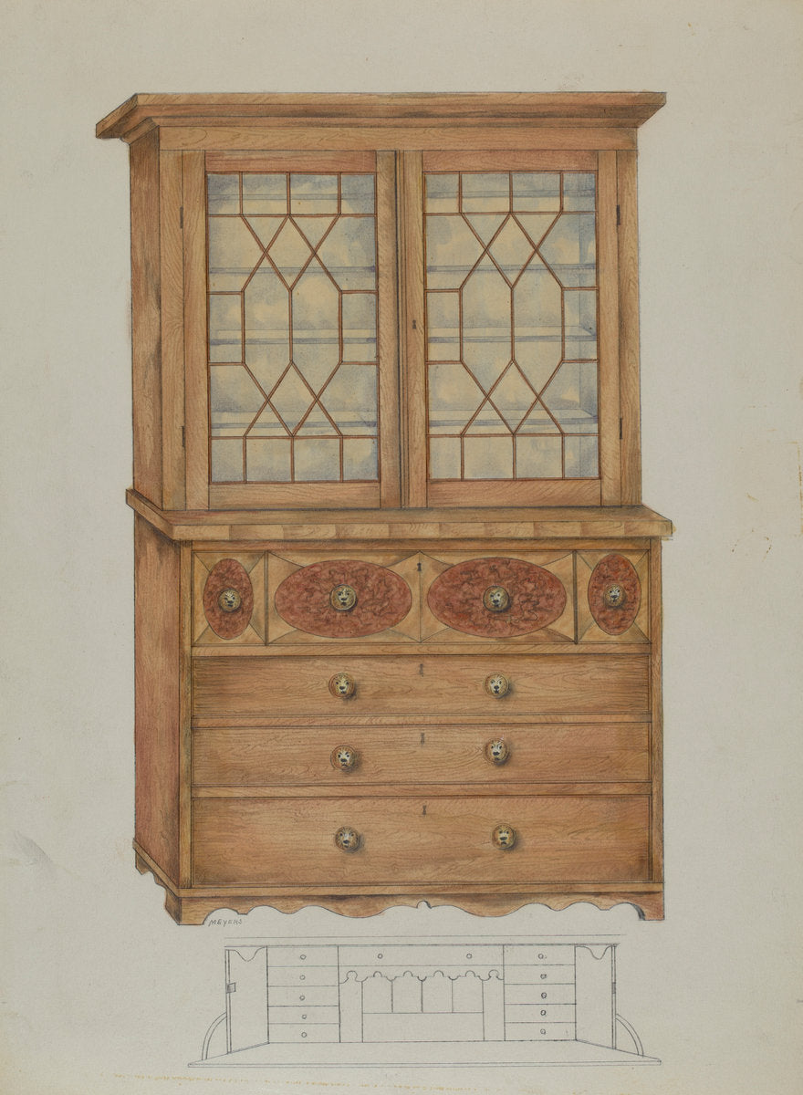 Combination Book Case, Desk, and Bureau by Henry Meyers (American, active c. 1935), 16X12"(A3)Poster Print