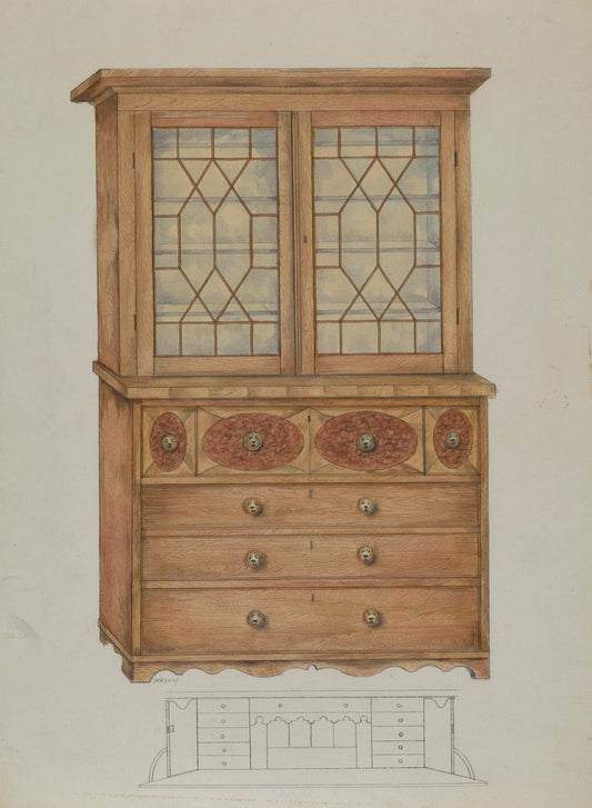 Combination Book Case, Desk, and Bureau by Henry Meyers (American, active c. 1935), 16X12"(A3)Poster Print