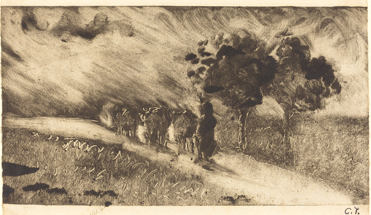 Herding the Cows at Dusk (Vachère le soir) by Camille Pissarro (French, 1830 - 1903), 16X12"(A3)Poster Print