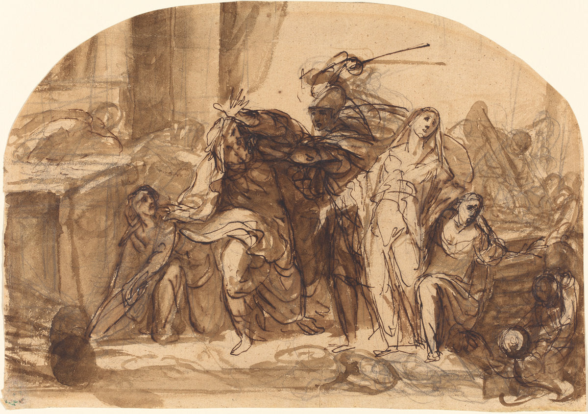 The Death of Priam by Michael Lukas Leopold Willmann (German, 1630 - 1706), 16X12"(A3)Poster Print