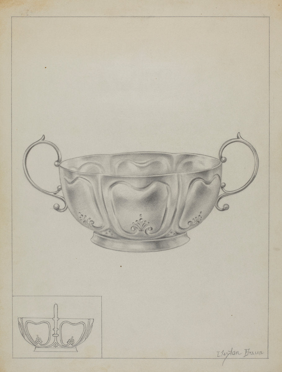 Silver Bowl by Clayton Braun (American, active c. 1935), 16X12"(A3)Poster Print