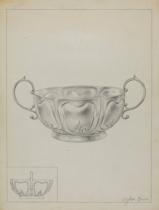Silver Bowl by Clayton Braun (American, active c. 1935), 16X12"(A3)Poster Print