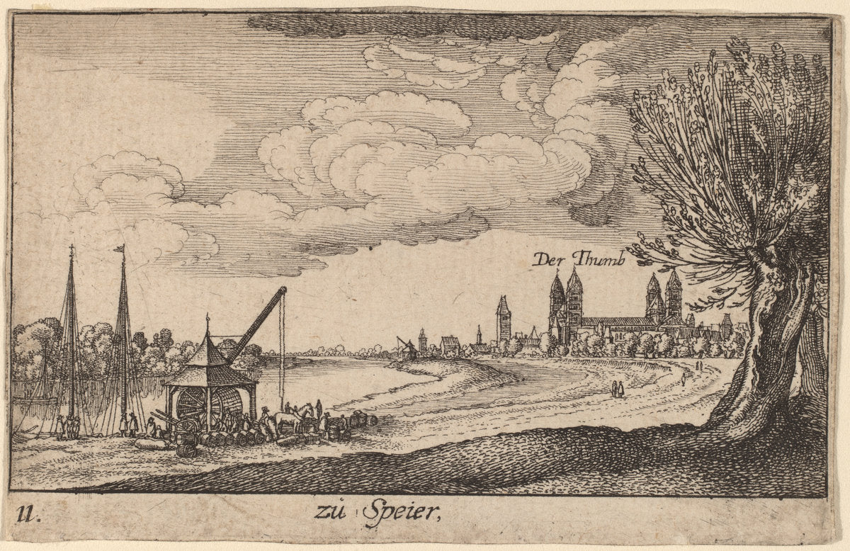 Speyer by Wenceslaus Hollar (Bohemian, 1607 - 1677), 16X12"(A3)Poster Print