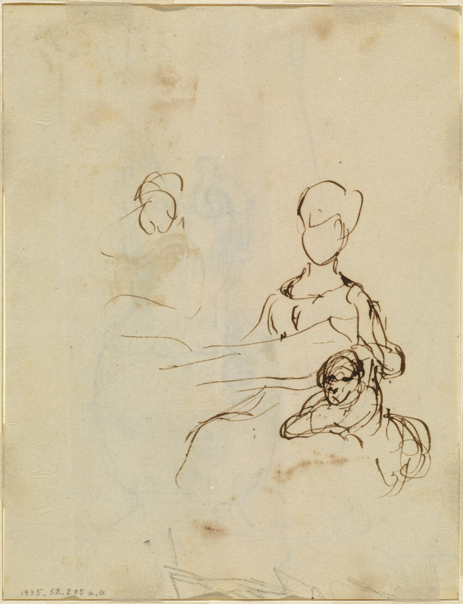 Study of a Mother and Child [verso] by Sir David Wilkie (Scottish, 1785 - 1841), 16X12"(A3)Poster Print