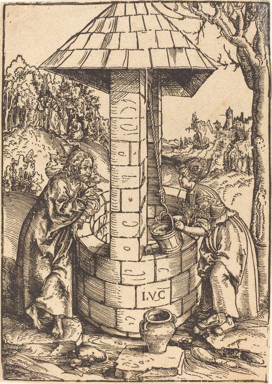 Christ and the Woman of Samaria by Lucas Cranach the Elder (German, 1472 - 1553), 16X12"(A3)Poster Print