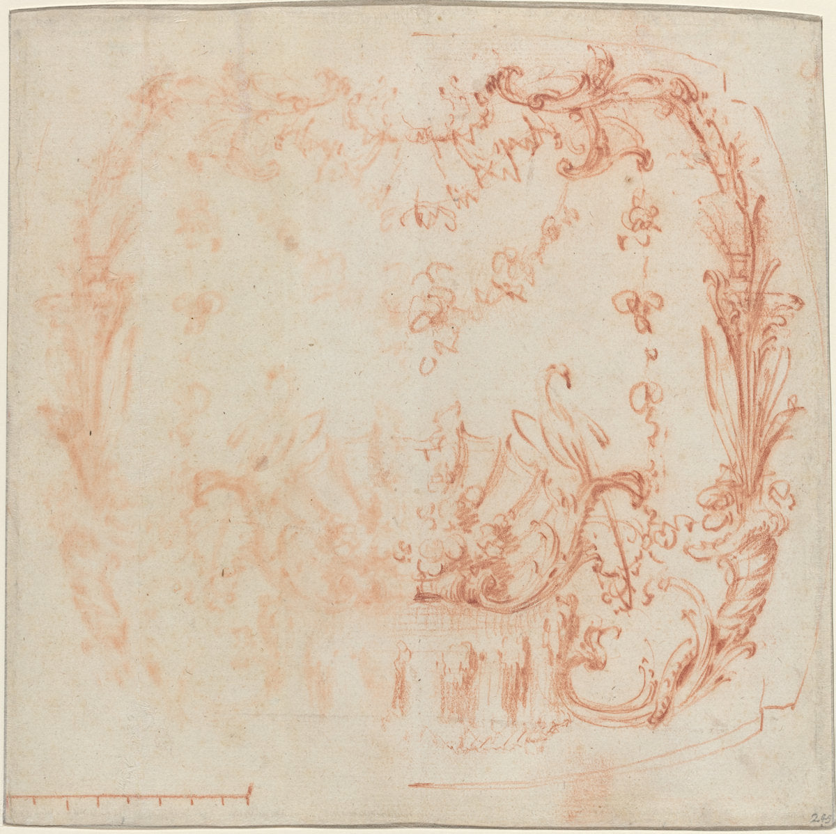 Rococo Wall Design with a Fountain and Swans [verso] by Jean-Baptiste Joseph Pater (French, 1695 - 1736), 16X12"(A3)Poster Print