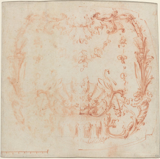 Rococo Wall Design with a Fountain and Swans [verso] by Jean-Baptiste Joseph Pater (French, 1695 - 1736), 16X12"(A3)Poster Print
