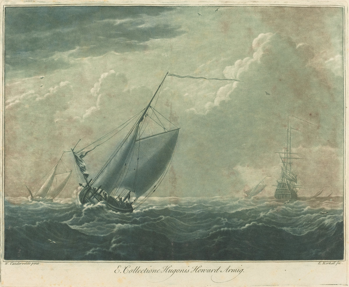 Shipping Scene from the Collection of Hugo Howard by Elisha Kirkall after Willem van de Velde the Elder (English, c. 1682 - 1742), 16X12"(A3)Poster Print