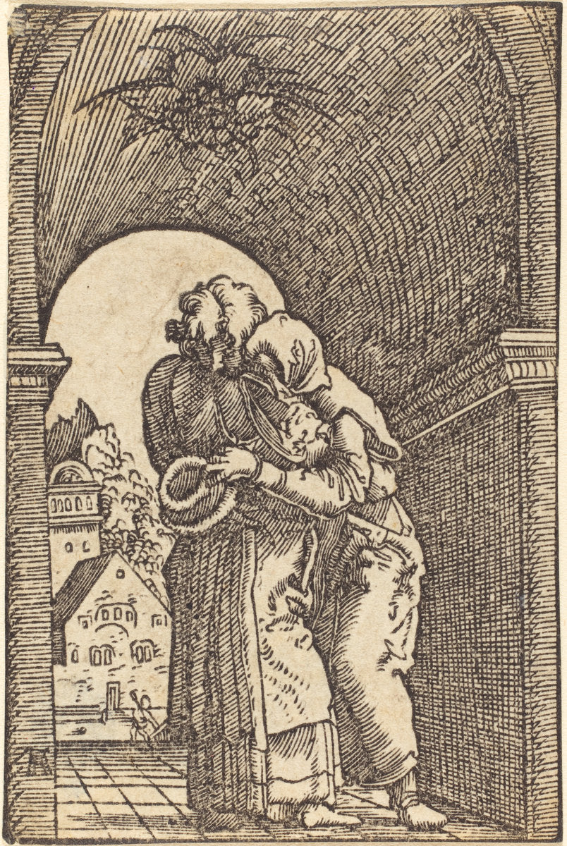 Joachim Embracing Anna by Albrecht Altdorfer (German, 1480 or before - 1538), 16X12"(A3)Poster Print