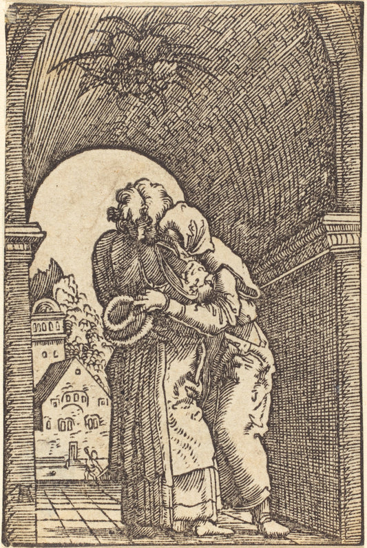 Joachim Embracing Anna by Albrecht Altdorfer (German, 1480 or before - 1538), 16X12"(A3)Poster Print
