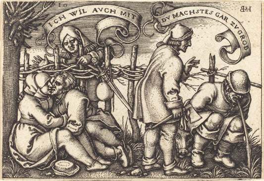 Peasants behind the Hedge by Sebald Beham (German, 1500 - 1550), 16X12"(A3)Poster Print