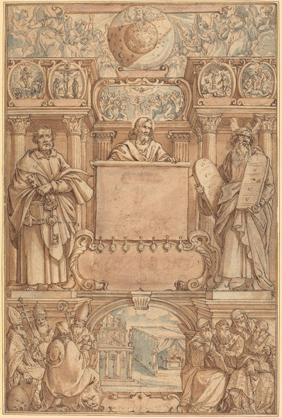Title Page for a Bible by Augustin Braun (German, active 1591/1639), 16X12"(A3)Poster Print