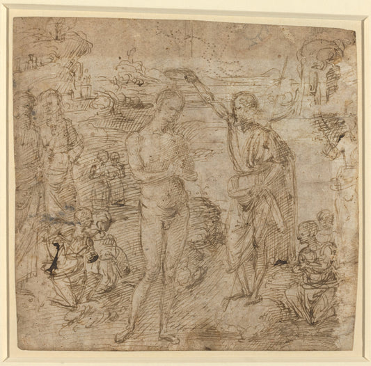 The Baptism of Christ by Pietro Perugino (Umbrian, c. 1450 - 1523), 16X12"(A3)Poster Print