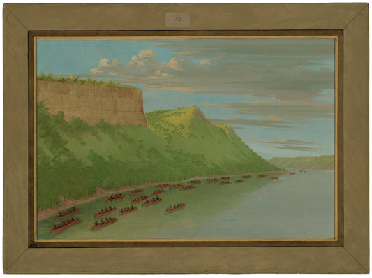 Father Hennepin and Companions Passing Lover's Leap.  April 1680 by George Catlin (American, 1796 - 1872), 16X12"(A3)Poster Print