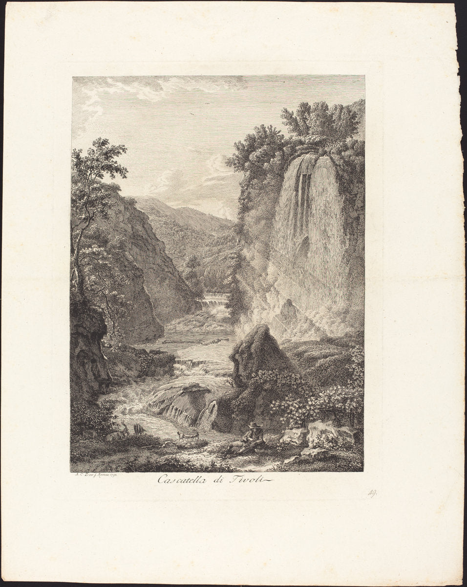 Cascatella di Tivoli by Albert Christoph Dies (Austrian, 1755 - 1822), 16X12"(A3)Poster Print