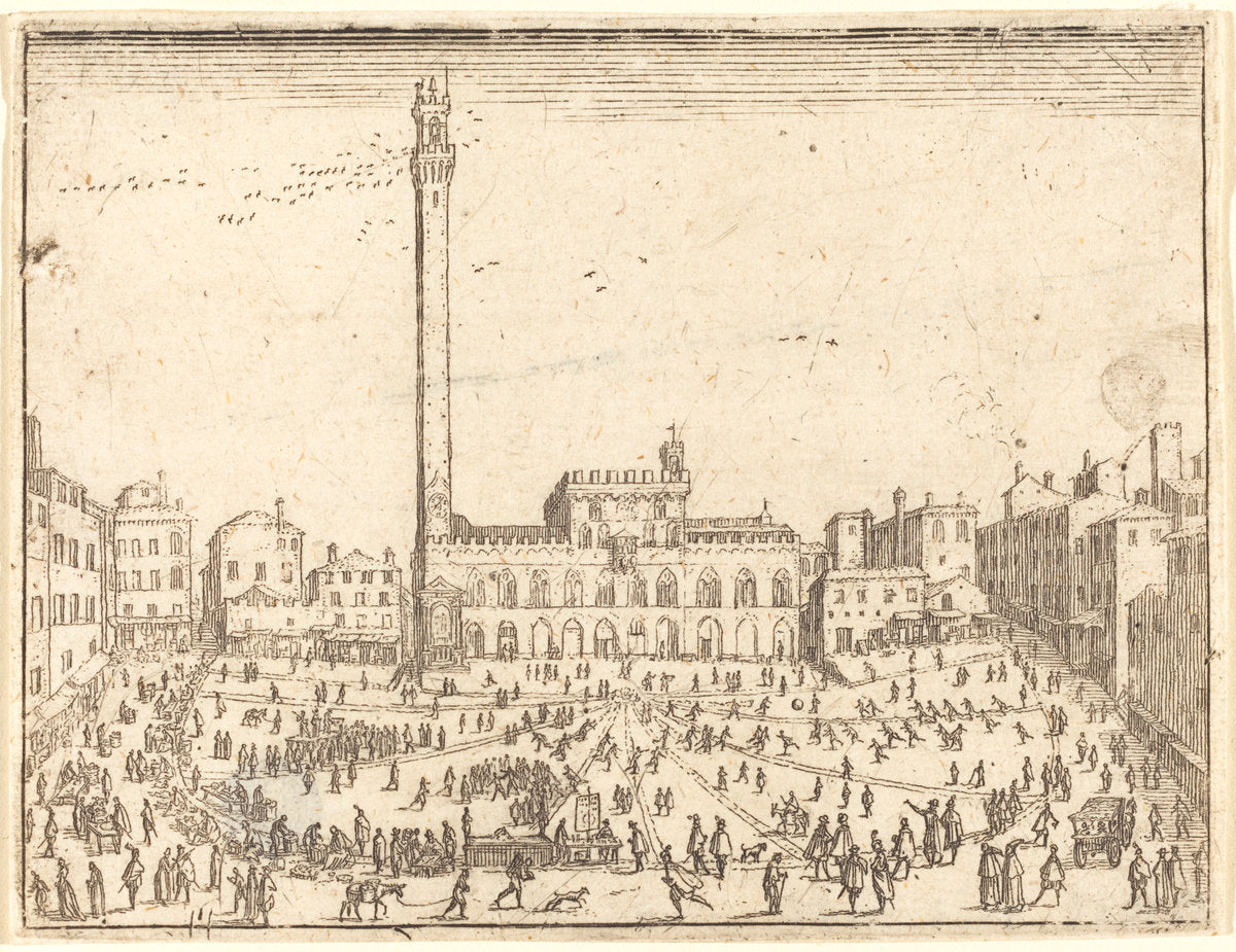 Piazza Publicca, Siena by Jacques Callot (French, 1592 - 1635), 16X12"(A3)Poster Print