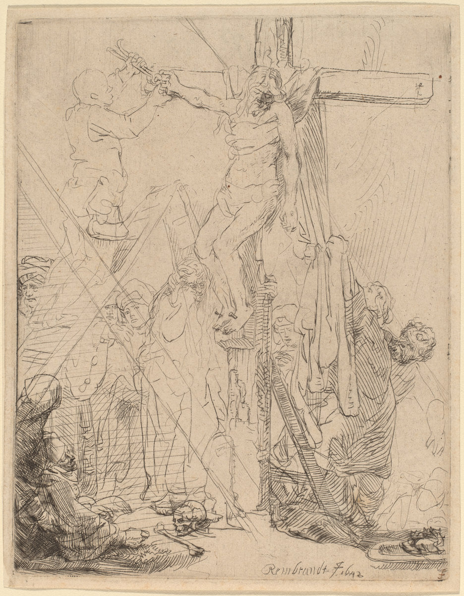The Descent from the Cross: a Sketch by Rembrandt van Rijn (Dutch, 1606 - 1669), 16X12"(A3)Poster Print